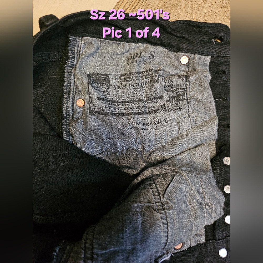 Levi's Black Womens 501 Button Fly Jeans Sz 26